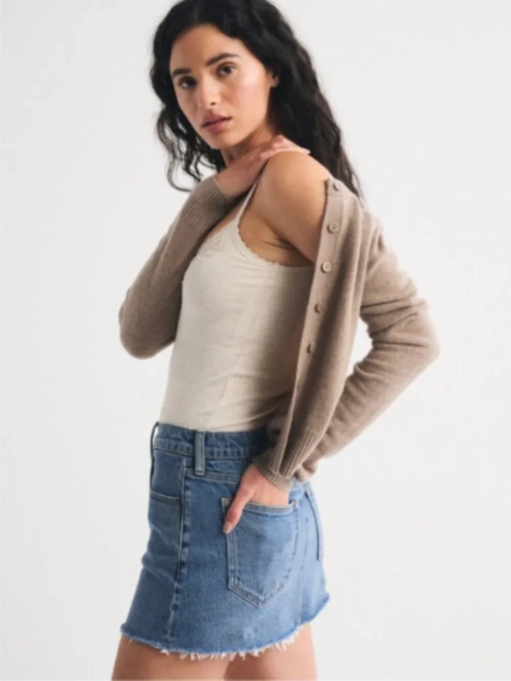 Abercrombie & Fitch Curve Love Mid-rise Light Blue Denim Mini Skirt-Size 30 NWT